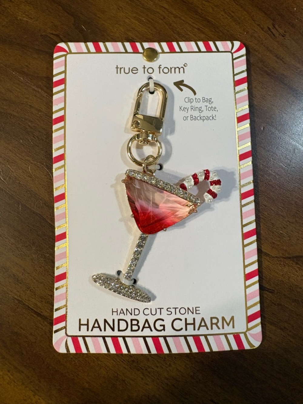 true to form® Red Crystal Cocktail Handbag Charm